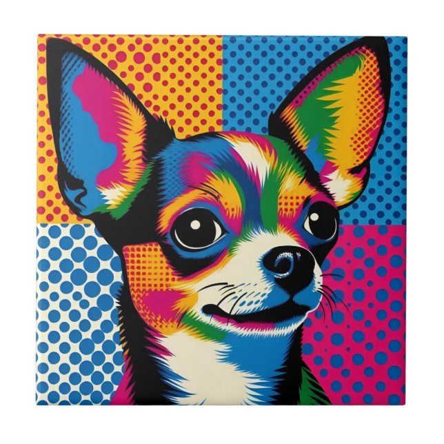 Chihuahua, färgrik Pop Art-stil, Kakelplatta (Framsidan)