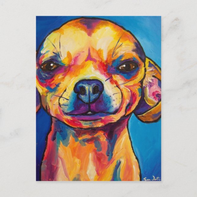 Chihuahua Fawn-Stoli Vykort (Framsida)