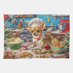 Chihuahua firande bakning: Festiv jul Kökshandduk