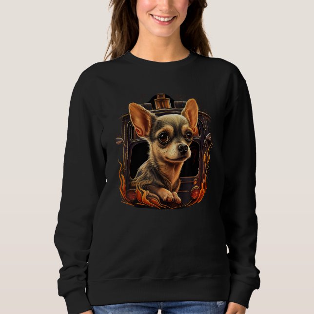 Chihuahua  Firefighter Fireman Cool Dog Men Hat Fi T Shirt (Framsida)