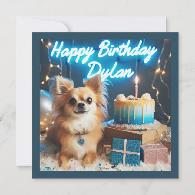 Chihuahua Flat Birthday Card Grattis på födelsedag Kort (Framsida)