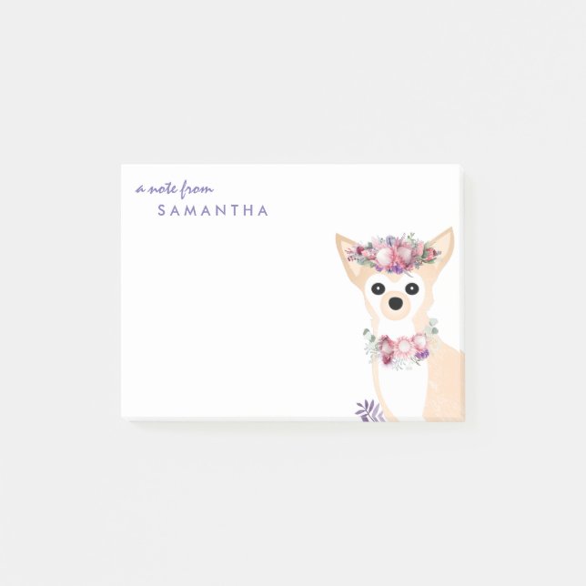 Chihuahua Flower Power Notes Post-it Block (Framsida)