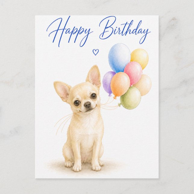Chihuahua födelsedag vykort (Framsida)