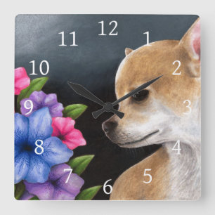 Chihuahua för hund 77 fyrkantig klocka