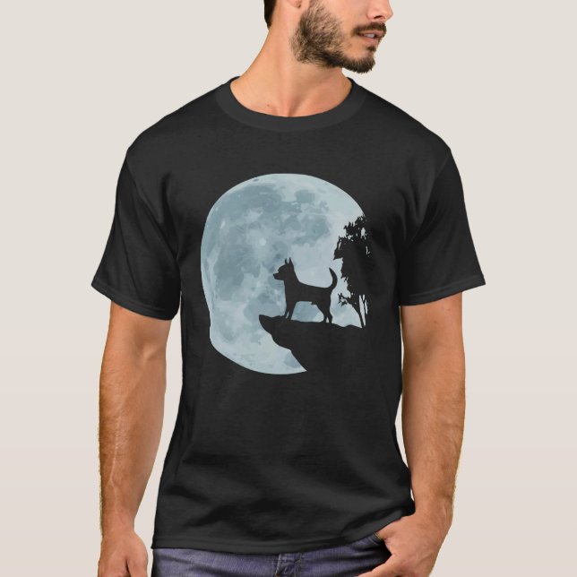 Chihuahua Full Moon Cute Dog Love Mystic T Shirt (Framsida)