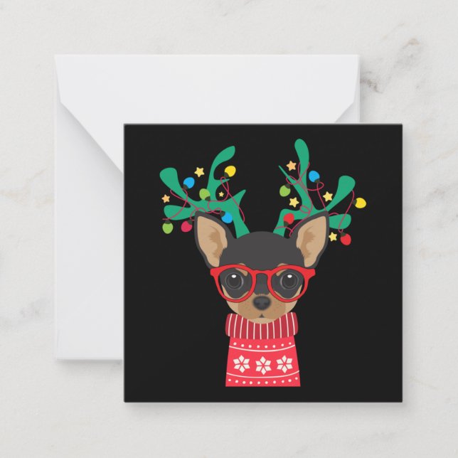 Chihuahua Funny Helgdag Julafton jul Anteckningskort (Framsida)