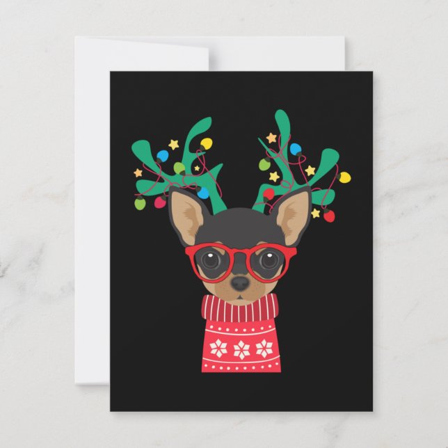 Chihuahua Funny Helgdag Julafton jul Tack Kort (Framsida)