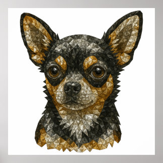 Chihuahua Gemstone Mosaic Art Poster