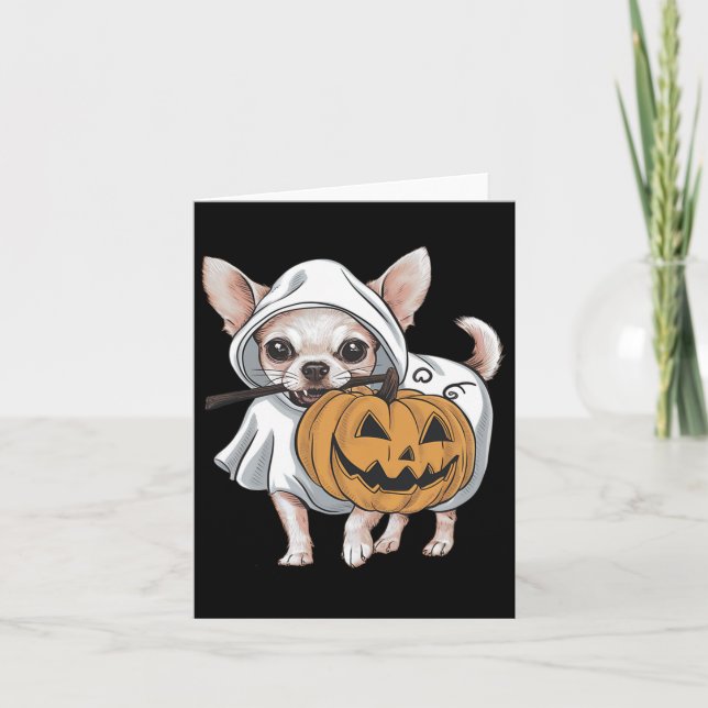 Chihuahua Ghost Hund Halloween Kort (Framsida)