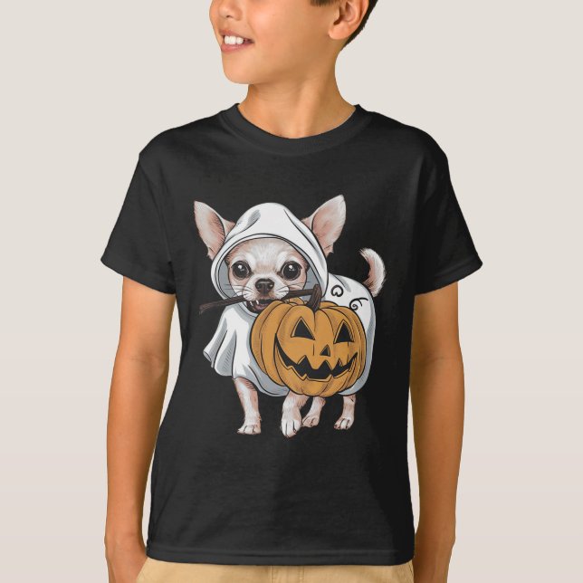 Chihuahua Ghost Hund Halloween T Shirt (Framsida)