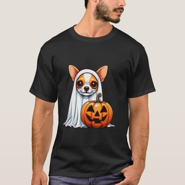 Chihuahua Ghost Pumpkin Halloween Fall Costume T S T Shirt (Framsida)