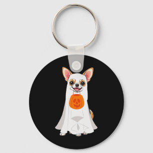 Chihuahua Ghost Pumpkin Halloween Fall Hund älskar Nyckelring