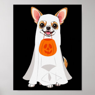 Chihuahua Ghost Pumpkin Halloween Fall Hund älskar Poster