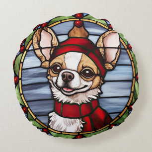 Chihuahua Glasmosaik Jul Rund Kudde
