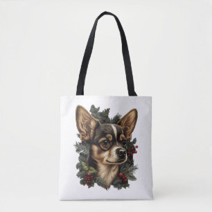 Chihuahua God jul Julafton Träd Cute Hund Tygkasse