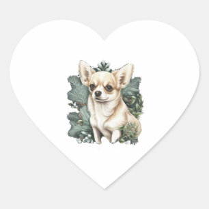 Chihuahua God jul X-Mas Träd Cute Hjärtformat Klistermärke