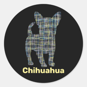 Chihuahua Gult & Black Grid Line Runt Klistermärke