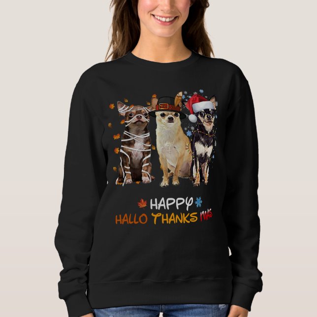 Chihuahua Hallo Thanksmas T Shirt (Framsida)