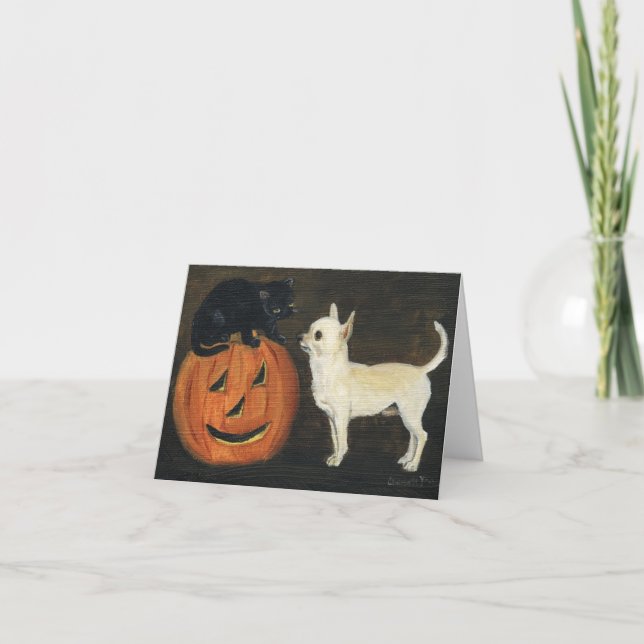 Chihuahua Halloween Art Note Card Kort (Framsida)