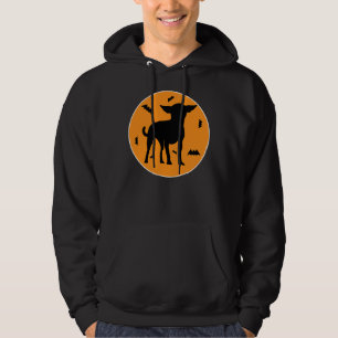 Chihuahua Halloween Fladdermus Silhouette Funny Ch Hoodie