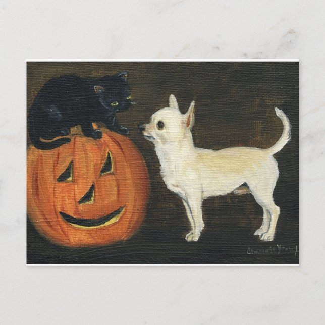 "Chihuahua Halloween"-Hund Art-vykort Vykort (Framsida)