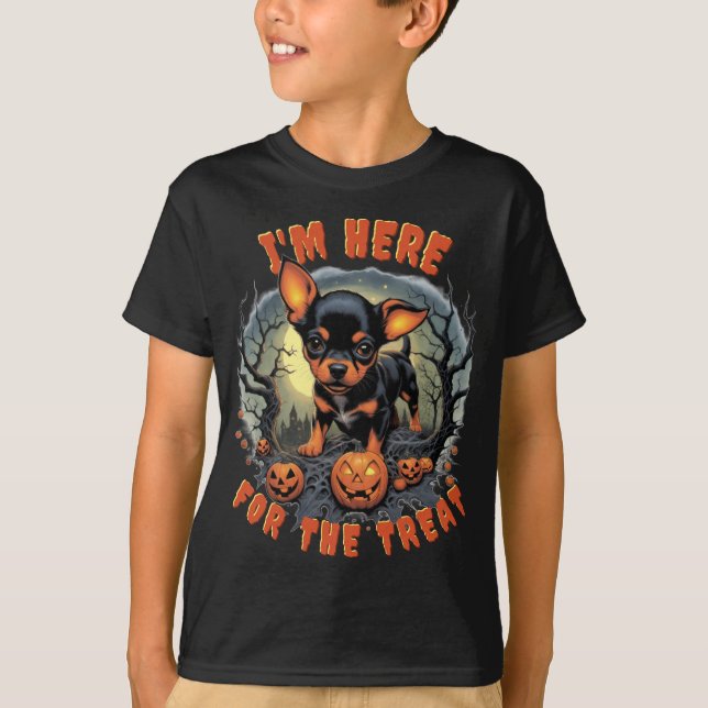Chihuahua Halloween Kids Tee: Spooktacular Roligt T Shirt (Framsida)