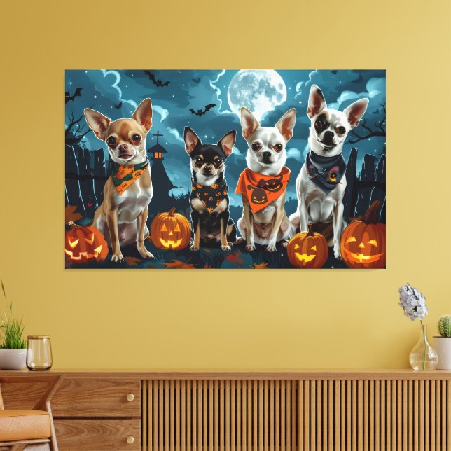 Chihuahua Halloween Kuslig Canvastryck (Insitu (Vardagsrum))