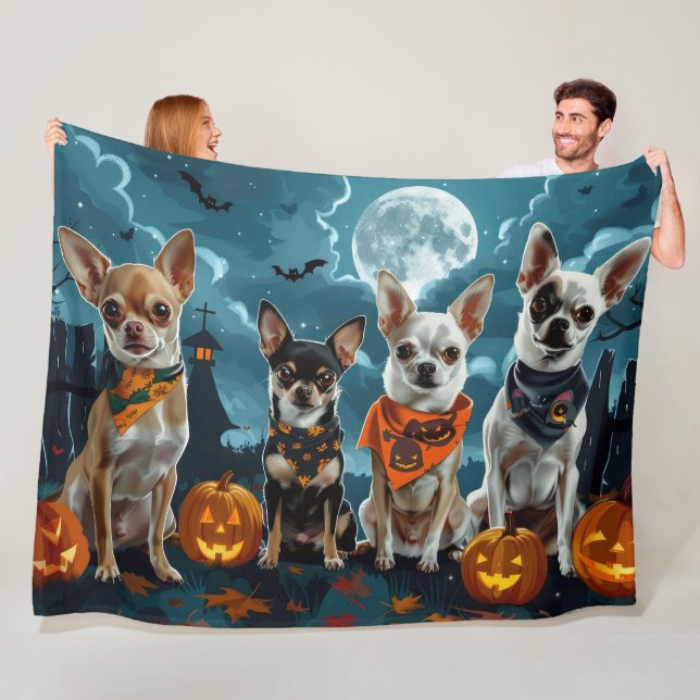 Chihuahua Halloween Kuslig Fleecefilt (På plats)