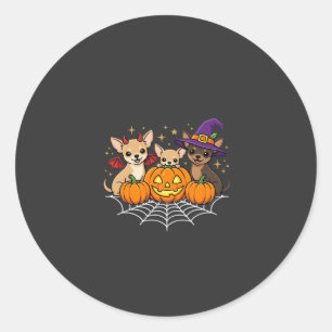 Chihuahua Halloween Pumpa Häxa Hund Design Runt Klistermärke