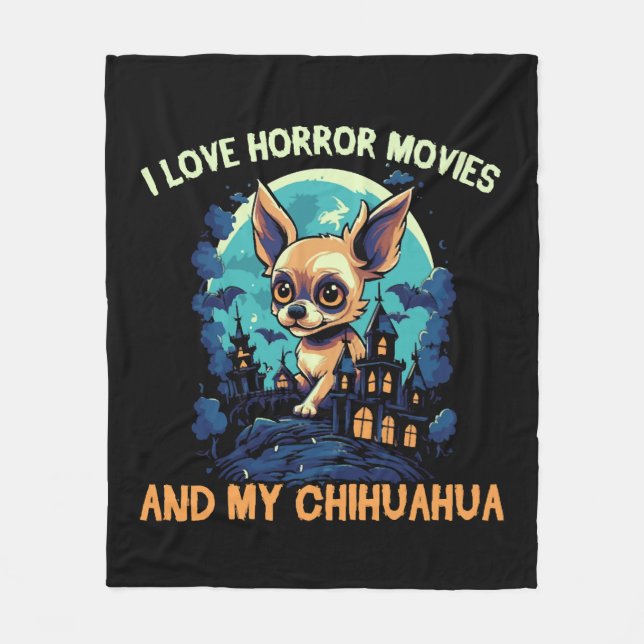 Chihuahua Halloween Puppy Bus eller godis Hund äls Fleecefilt (Framsidan)