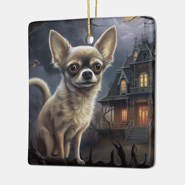 chihuahua Halloween Scary Julgransprydnad Keramik (Vänster)
