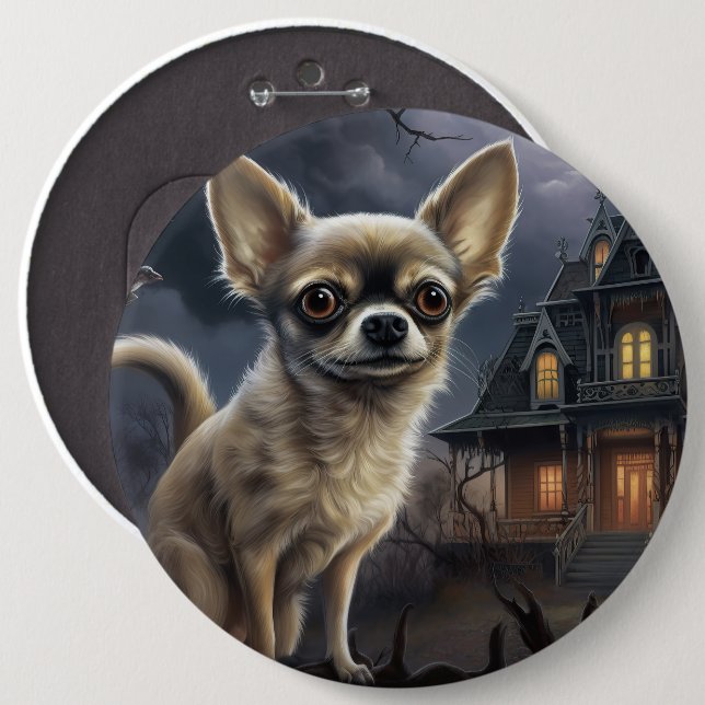 chihuahua Halloween Scary Knapp (Framsida & baksida)