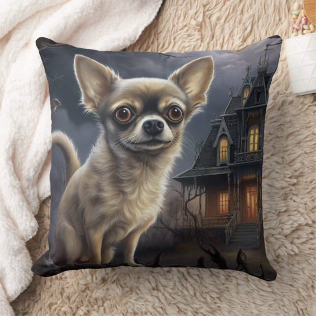 chihuahua Halloween Scary Kudde (Filt)