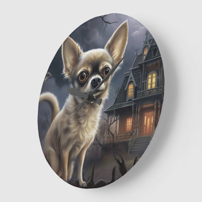 chihuahua Halloween Scary Stor Klocka (Vinkel)