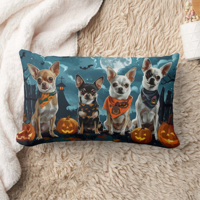 Chihuahua Halloween Spooky Lumbarkudde (Filt)