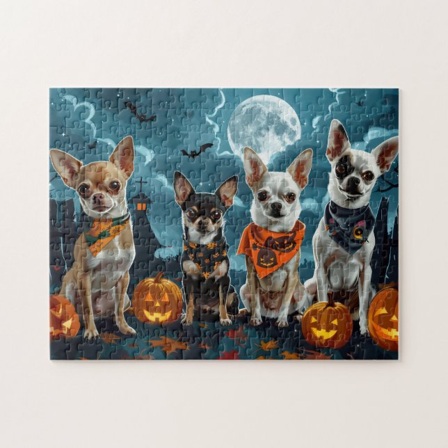 Chihuahua Halloween Spooky Pussel (Horisontell)