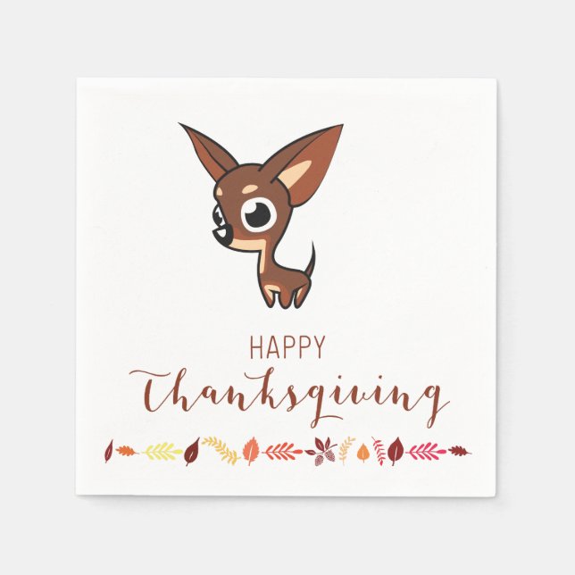 Chihuahua Happy thanksgiving Pappra Napkins Pappersservett (Framsidan)