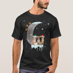 Chihuahua Hat Santa och Måne jul T Shirt