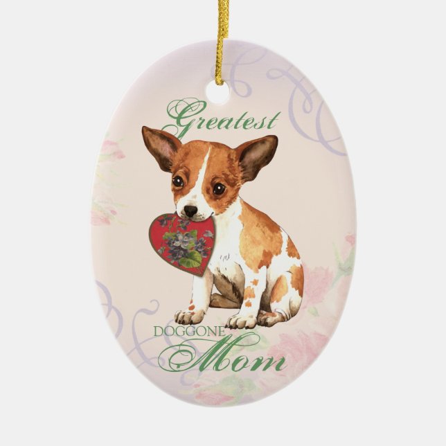 Chihuahua Heart Mamma Ceramic Ornament (Framsidan)