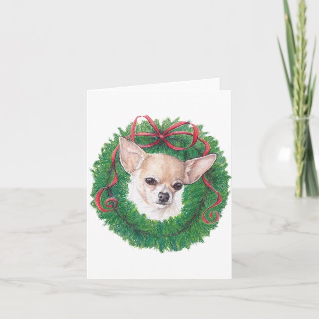 Chihuahua Helgdag Art Note Card Kort (Framsida)