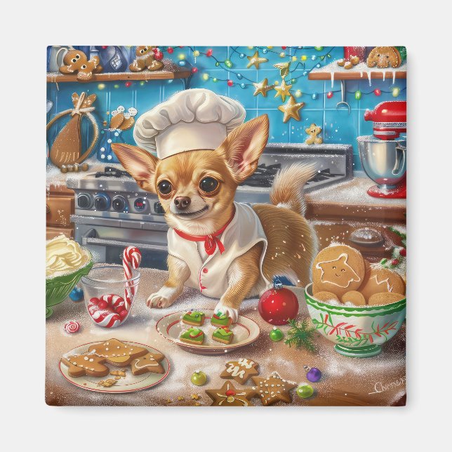 Chihuahua Helgdag Baking: God jul Magnet (Framsidan)
