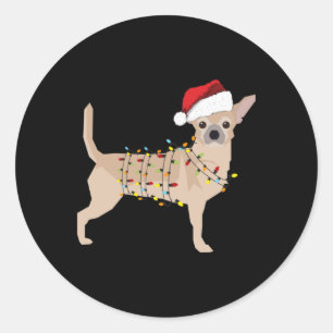 Chihuahua Helgdag Julljus Runt Klistermärke