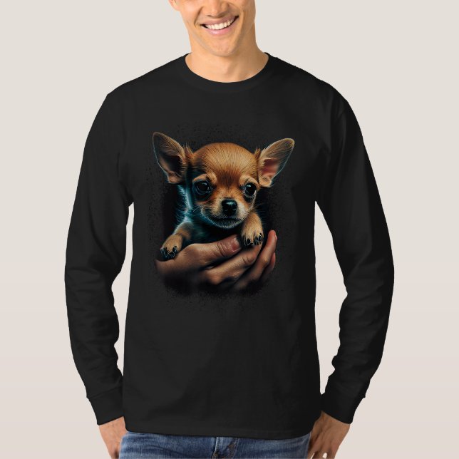 Chihuahua Hug Puppy  Cute Dog Love T Shirt (Framsida)