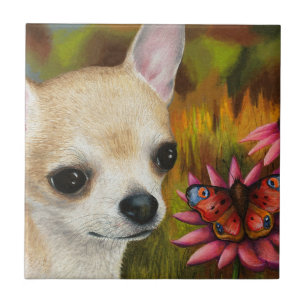 Chihuahua Hund 85 Butterfly Kakelplatta