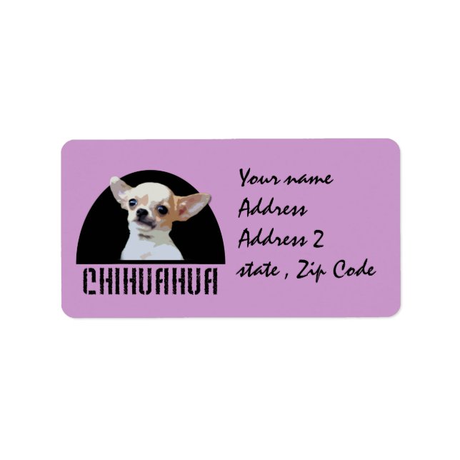 Chihuahua hund adressetikett (Framsidan)
