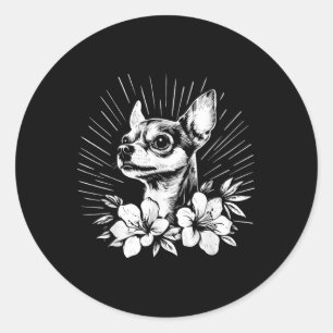 Chihuahua Hund älskare Retro Stil Tattoo_1 Runt Klistermärke