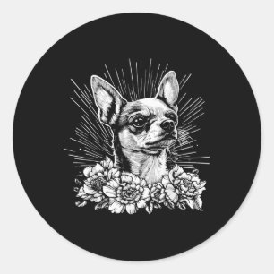Chihuahua Hund älskare Retro Stil Tattoo Runt Klistermärke