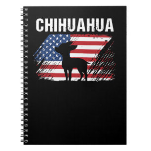 Chihuahua Hund American Flagga Retro Hund Silhouet Anteckningsbok