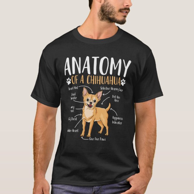 Chihuahua Hund Anatomy T Shirt (Framsida)