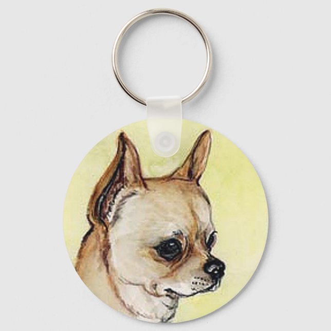 "Chihuahua" Hund Art Keychain Nyckelring (Framsida)